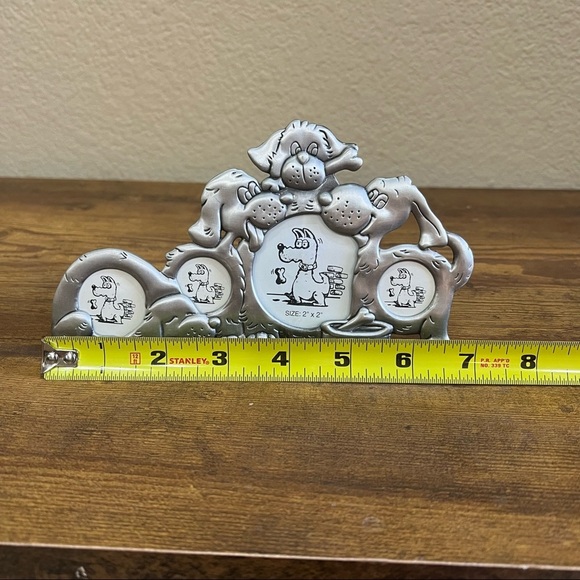 ABC DISTRIBUTING INC ADORABLE PEWTER 4 DOGGY 4" TALL X 7 3/8" PICTURE FRAME CUTE - Picture 4 of 5